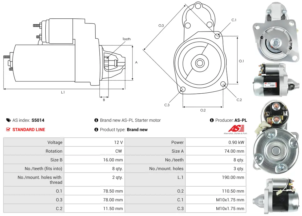 Μίζα KIA Avella, Mazda 121 II - 12V AS-PL (S5014) 5 Μίζα KIA Avella, Mazda 121 II - 12V AS-PL (S5014) - Image 5