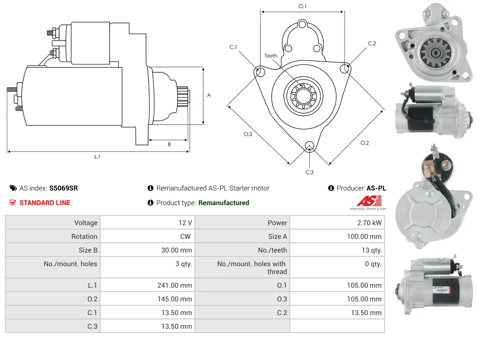 Μίζα Gehl SL4635 3.3, Hyster H40-60JS 2.0 - 12V AS-PL (S5069SR) 5 Μίζα Gehl SL4635 3.3, Hyster H40-60JS 2.0 - 12V AS-PL (S5069SR) - Image 5
