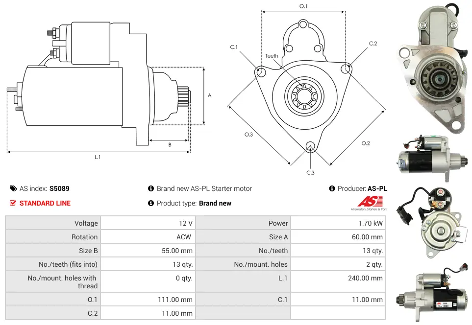 Μίζα Mercury Villager 3.0, Nissan Quest - 12V AS-PL (S5089) 5 Μίζα Mercury Villager 3.0, Nissan Quest - 12V AS-PL (S5089) - Image 5