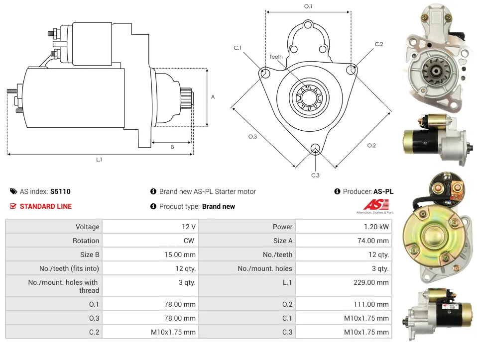 Μίζα Mazda B-Serie - 12V AS-PL (S5110) 5 Μίζα Mazda B-Serie - 12V AS-PL (S5110) - Image 5