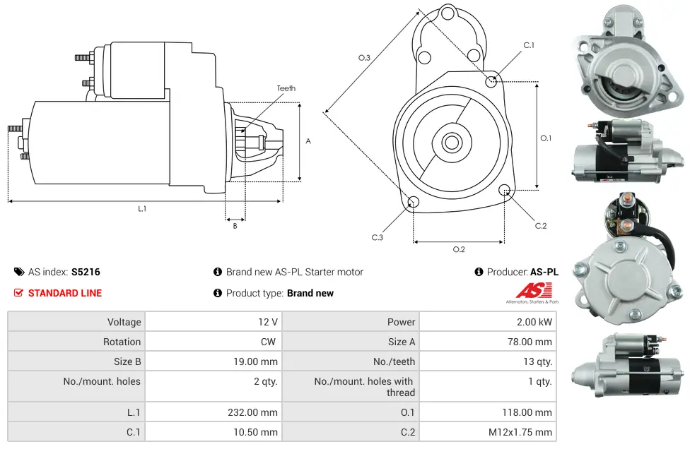 Μίζα Chevrolet Cruze, Opel Astra J - 12V AS-PL (S5216) 5 Μίζα Chevrolet Cruze, Opel Astra J - 12V AS-PL (S5216) - Image 5