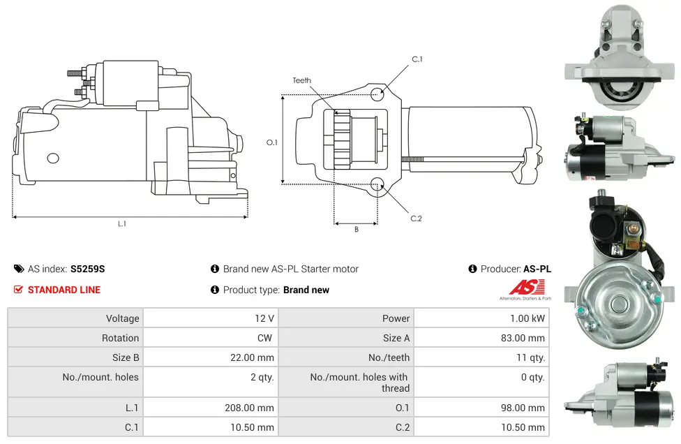 Μίζα Mazda 3, Proton - 12V AS-PL (S5259S) 5 Μίζα Mazda 3, Proton - 12V AS-PL (S5259S) - Image 5