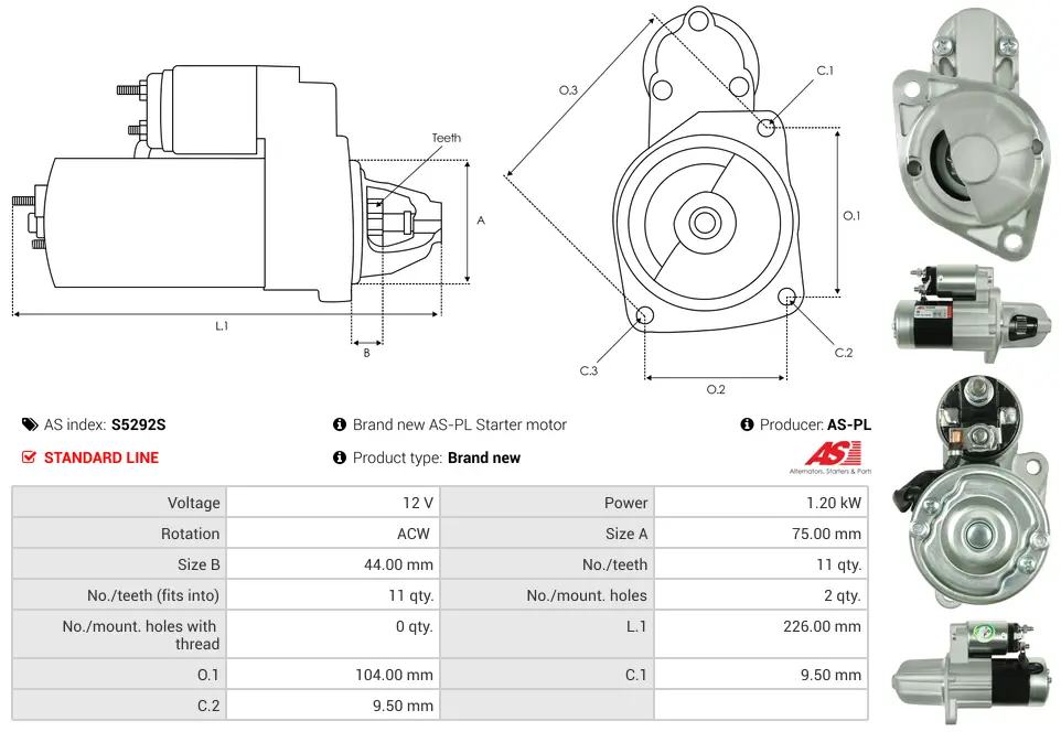 Μίζα Mitsubishi Colt VI - 12V AS-PL (S5292S) 5 Μίζα Mitsubishi Colt VI - 12V AS-PL (S5292S) - Image 5
