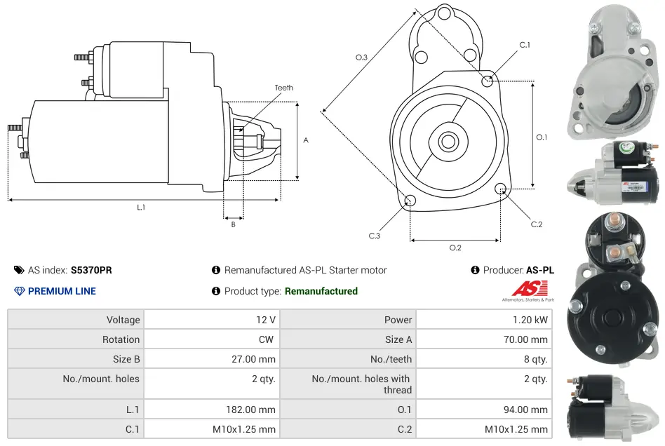 Μίζα Chrysler Sebring, Dodge Avenger 2.0 - 12V AS-PL (S5370PR) 5 Μίζα Chrysler Sebring, Dodge Avenger 2.0 - 12V AS-PL (S5370PR) - Image 5