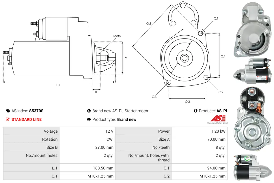 Μίζα Chrysler Sebring, Dodge Avenger 2.0 - 12V AS-PL (S5370S) 5 Μίζα Chrysler Sebring, Dodge Avenger 2.0 - 12V AS-PL (S5370S) - Image 5