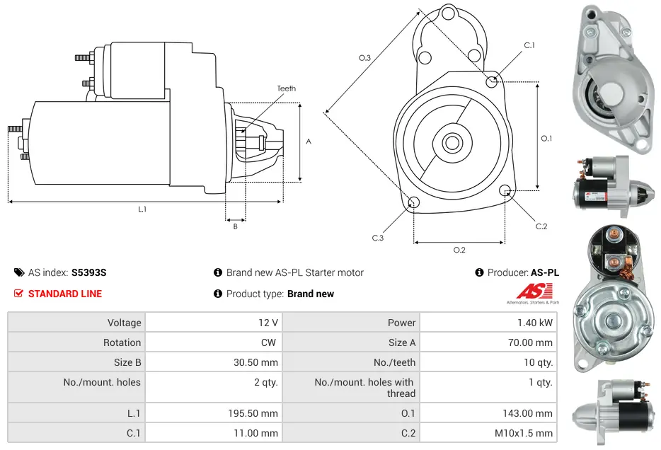 Μίζα Dodge Dart 2.0 - 12V AS-PL (S5393S) 5 Μίζα Dodge Dart 2.0 - 12V AS-PL (S5393S) - Image 5