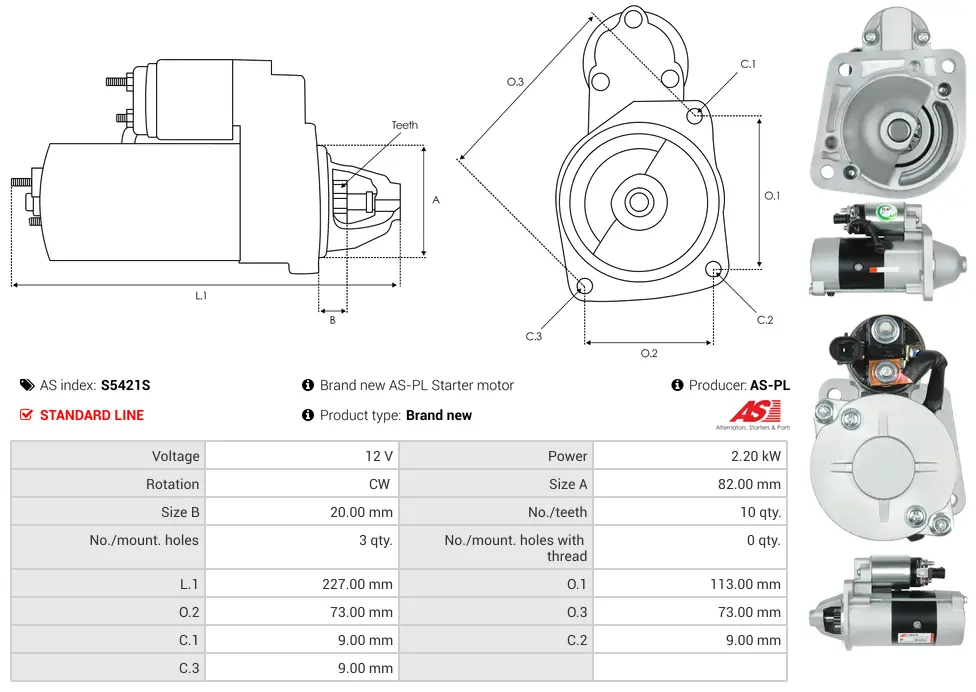 Μίζα Jeep Cherokee - 12V AS-PL (S5421S) 5 Μίζα Jeep Cherokee - 12V AS-PL (S5421S) - Image 5