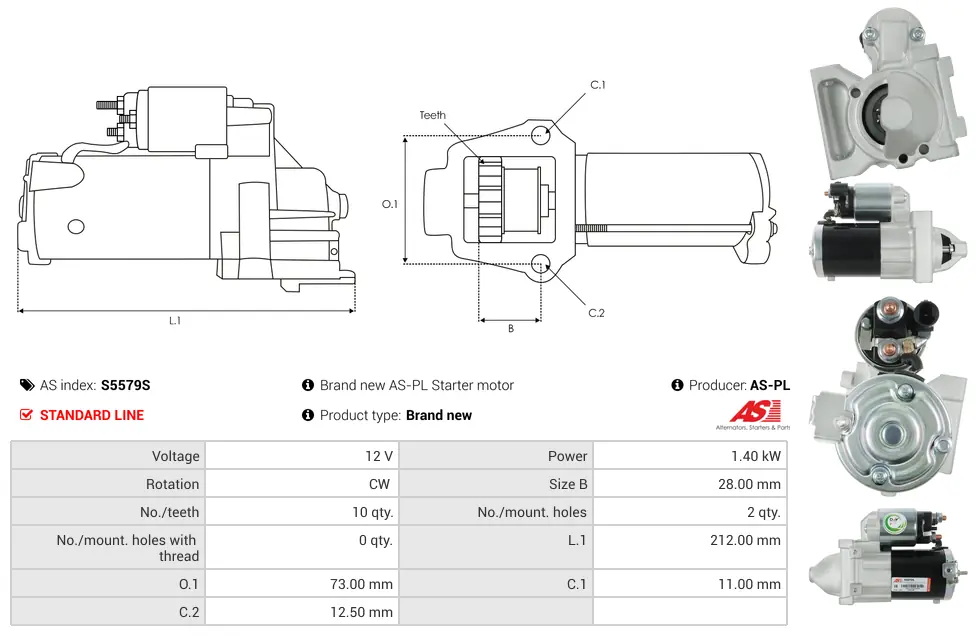 Μίζα Cadillac Cts 6.2 V, Chevrolet Camaro 6.2 - 12V AS-PL (S5579S) 5 Μίζα Cadillac Cts 6.2 V, Chevrolet Camaro 6.2 - 12V AS-PL (S5579S) - Image 5