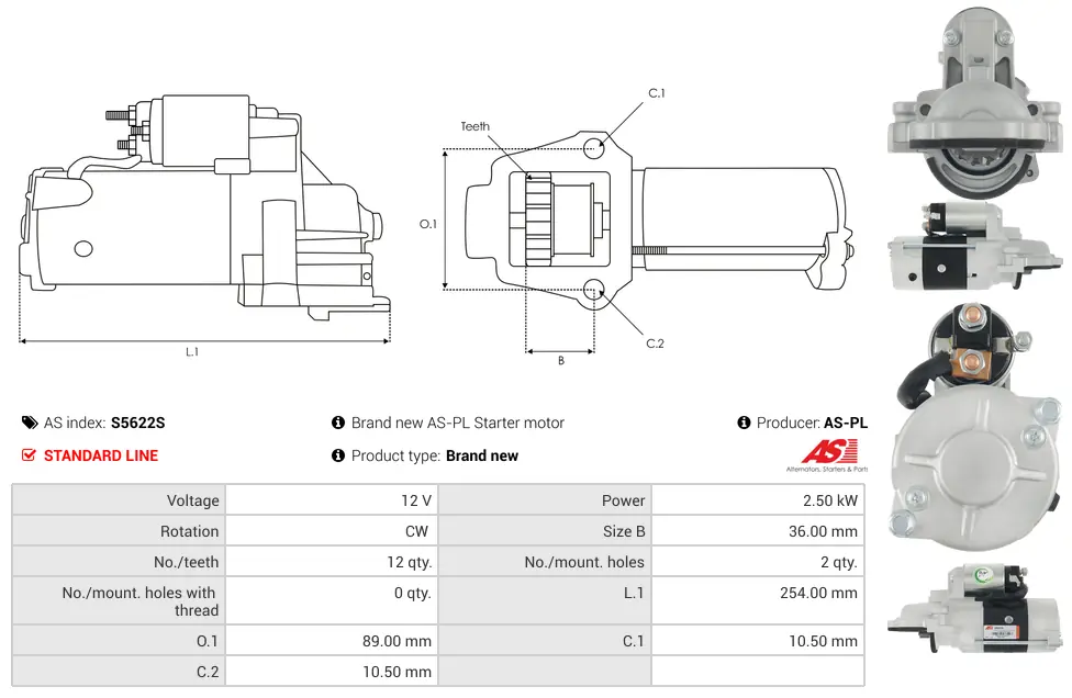 Μίζα Ford Ranger - 12V AS-PL (S5622S) 5 Μίζα Ford Ranger - 12V AS-PL (S5622S) - Image 5