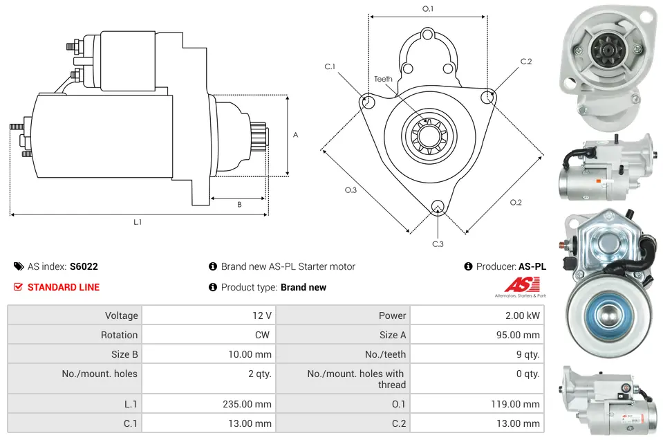 Μίζα Isuzu Campo, Opel Campo - 12V AS-PL (S6022) 5 Μίζα Isuzu Campo, Opel Campo - 12V AS-PL (S6022) - Image 5