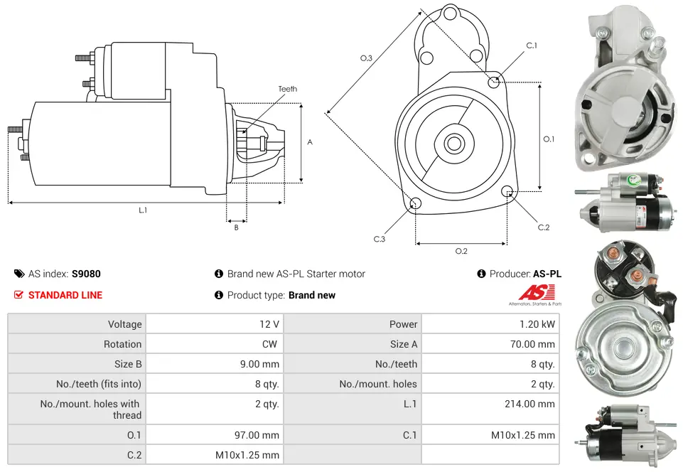 Μίζα Hyundai Coupe II, KIA Carnival II - 12V AS-PL (S9080) 5 Μίζα Hyundai Coupe II, KIA Carnival II - 12V AS-PL (S9080) - Image 5