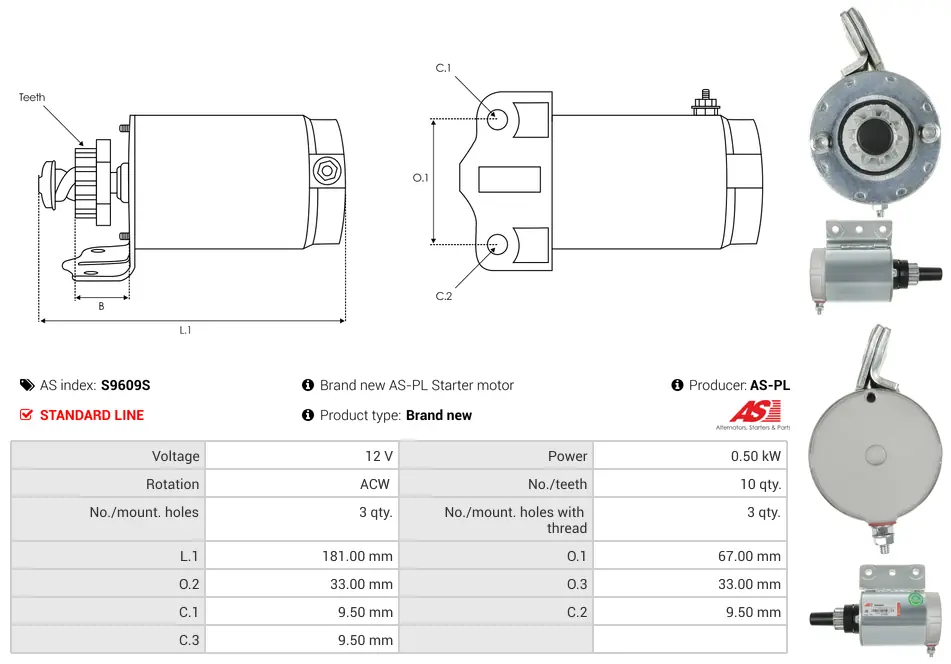 Μίζα Bobcat 310, Case Ih 4120 - 12V AS-PL (S9609S) 5 Μίζα Bobcat 310, Case Ih 4120 - 12V AS-PL (S9609S) - Image 5