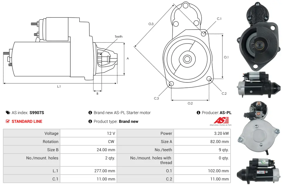 Μίζα Bomag Bw 124 HD-3, Deutz-Fahr Engine 2.3 - 12V AS-PL (S9907S) 5 Μίζα Bomag Bw 124 HD-3, Deutz-Fahr Engine 2.3 - 12V AS-PL (S9907S) - Image 5
