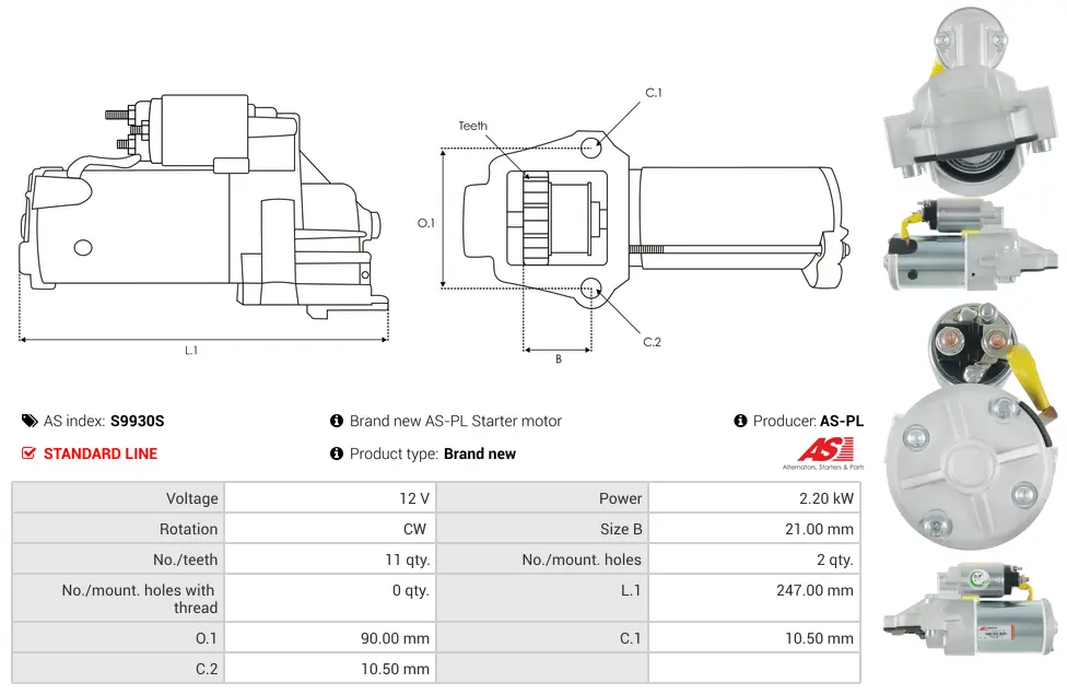 Μίζα Ford Ranger - 12V AS-PL (S9930S) 5 Μίζα Ford Ranger - 12V AS-PL (S9930S) - Image 5