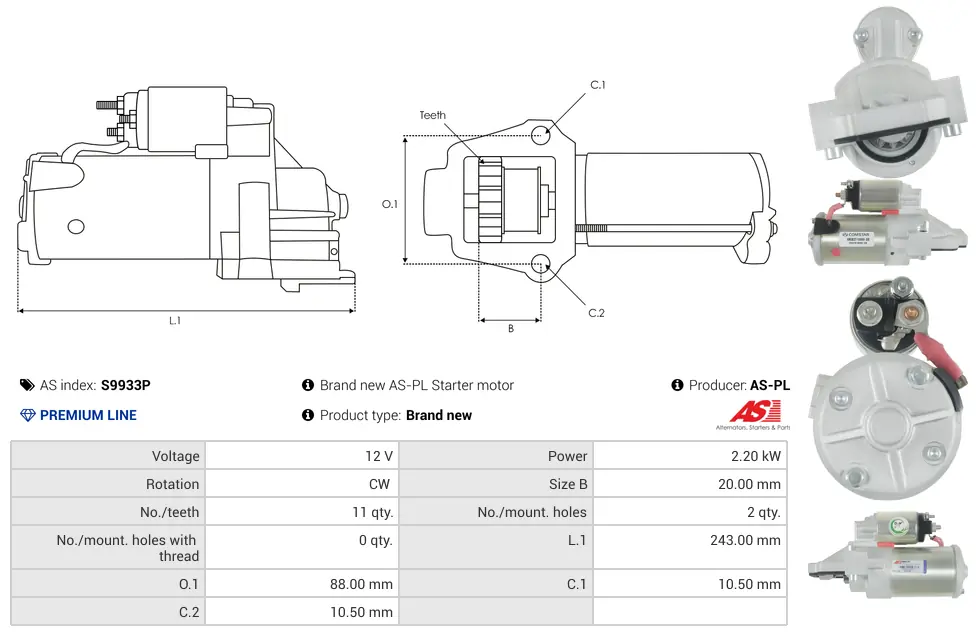 Μίζα Ford Ranger - 12V AS-PL (S9933P) 5 Μίζα Ford Ranger - 12V AS-PL (S9933P) - Image 5